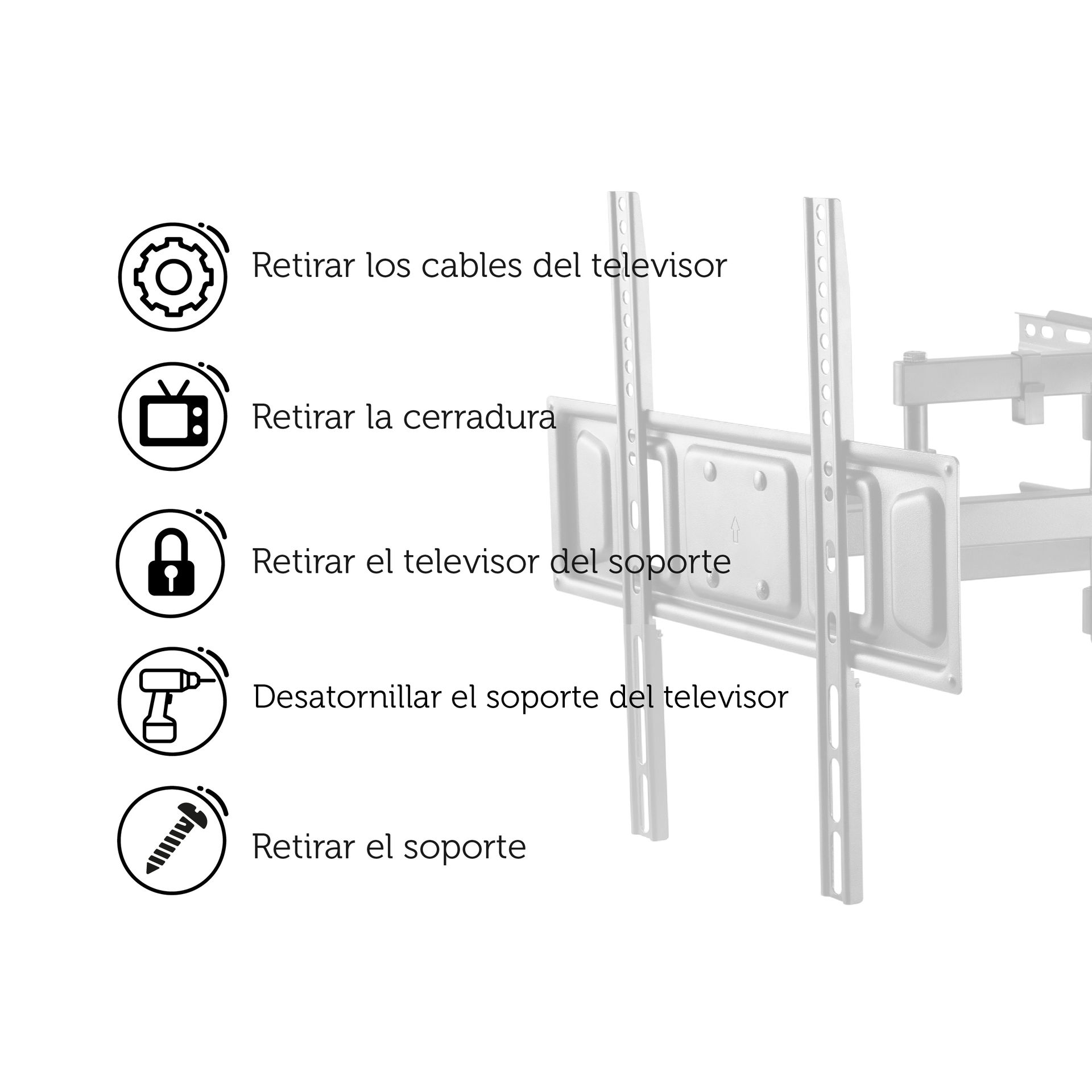 infografía soporte TV pared