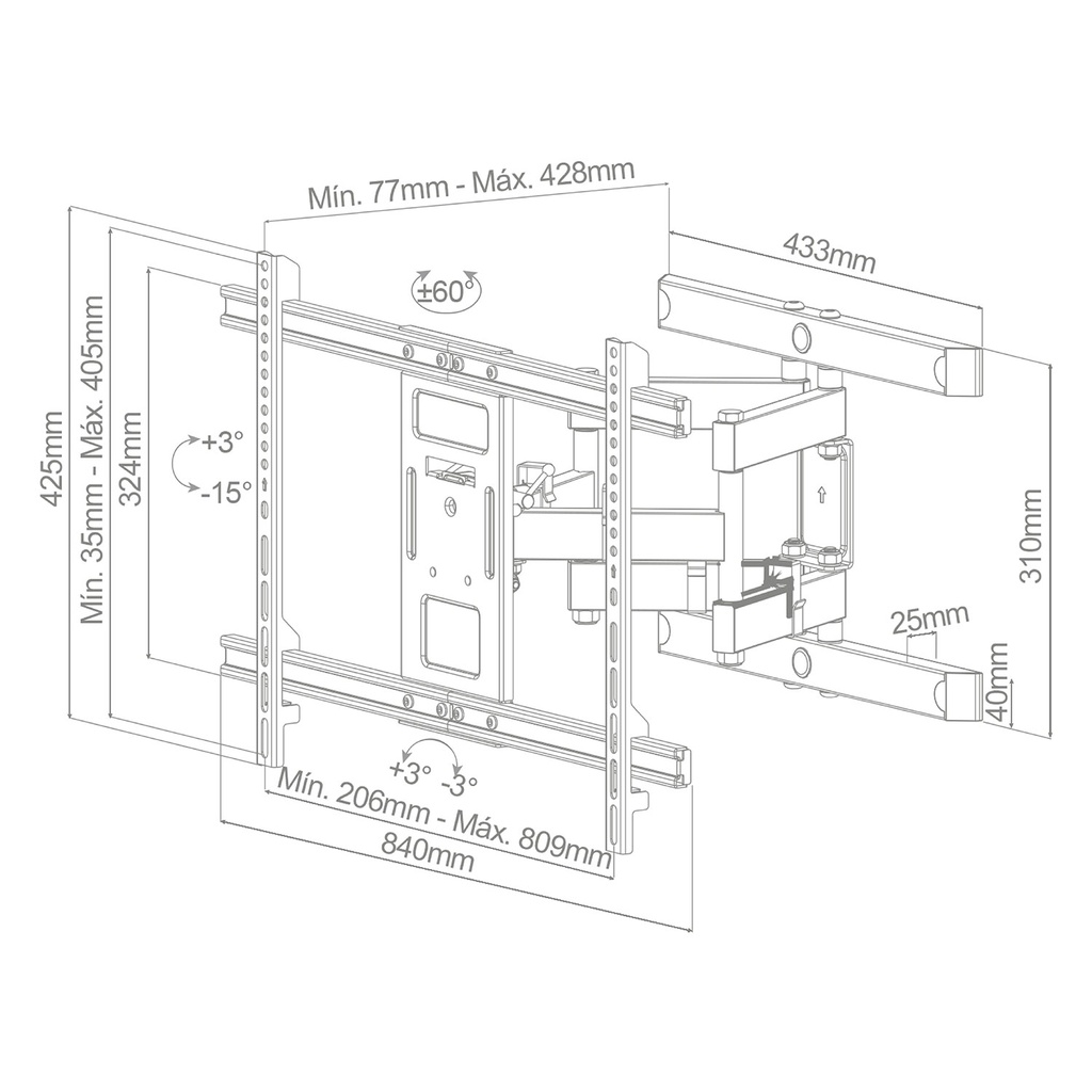 Soporte de TV con brazo 43" - 90"