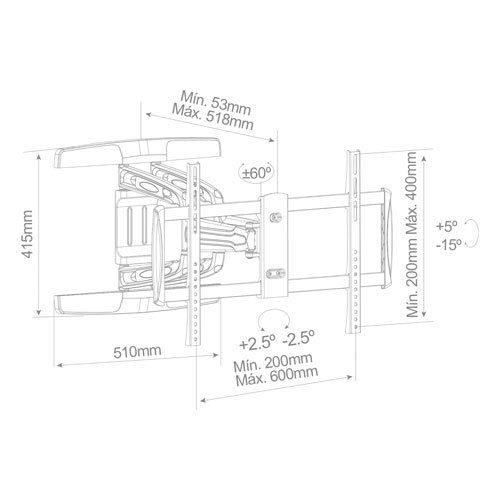 Soporte PRO de TV con brazo 37&quot; - 80&quot; doble Aluminio