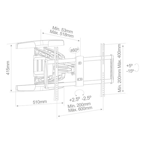 Soporte PRO de TV con brazo 37&quot; - 80&quot; doble Aluminio