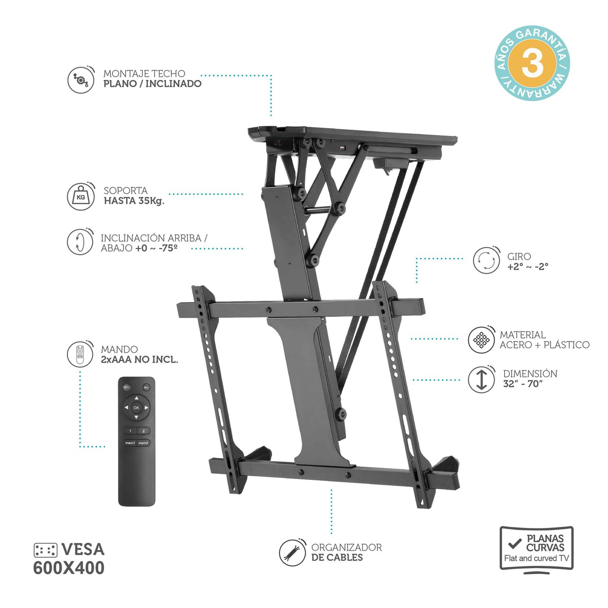 techo de montaje de tv motorizada premium para entretenimiento