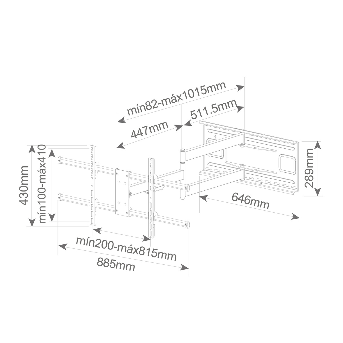 Soporte de TV pared con brazo extra largo 43&quot; - 80&quot;