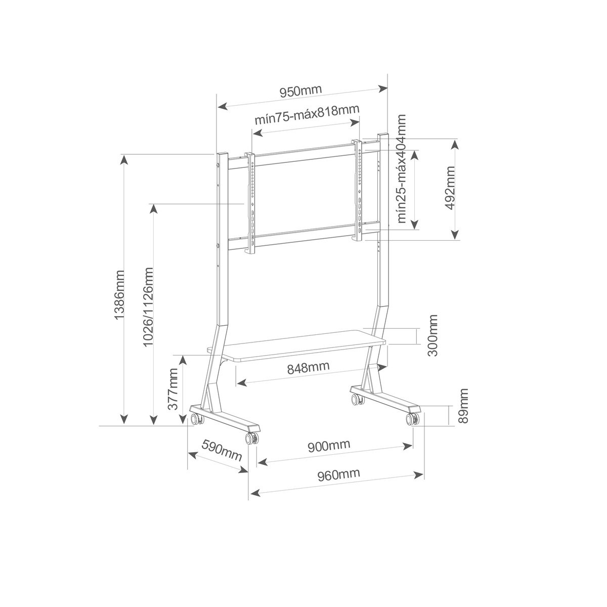 Soporte de pie con ruedas para TV 45&quot; - 90&quot;